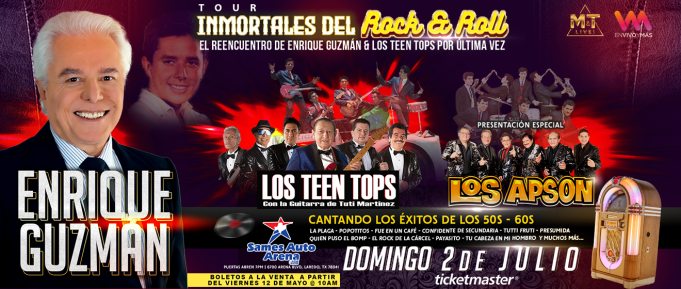 Immortales Del Rock & Roll: Enrique Guzman, Teen Tops & Los Apson at The Plaza Theatre Performing Arts Center